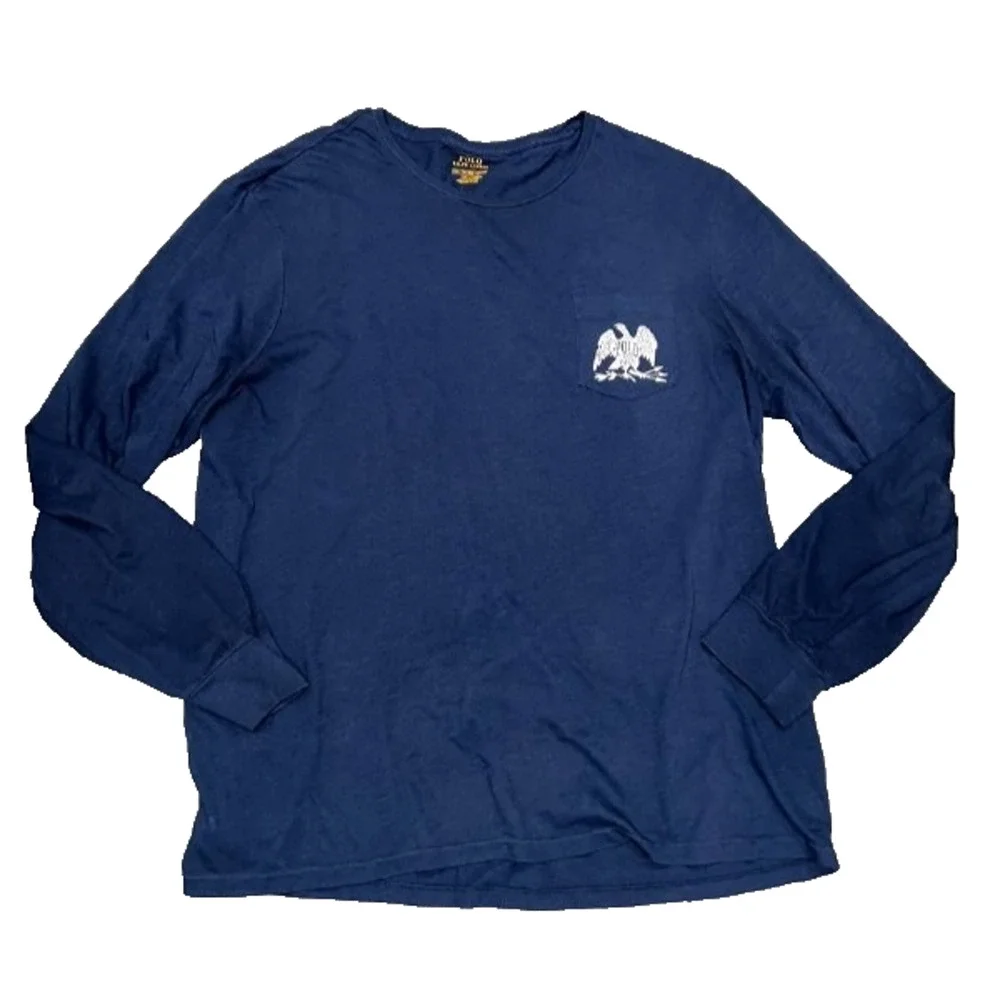 Polo Ralph Lauren Men's Long Sleeve Y2K Pocket T-Shirt Sz XXL Navy A008124